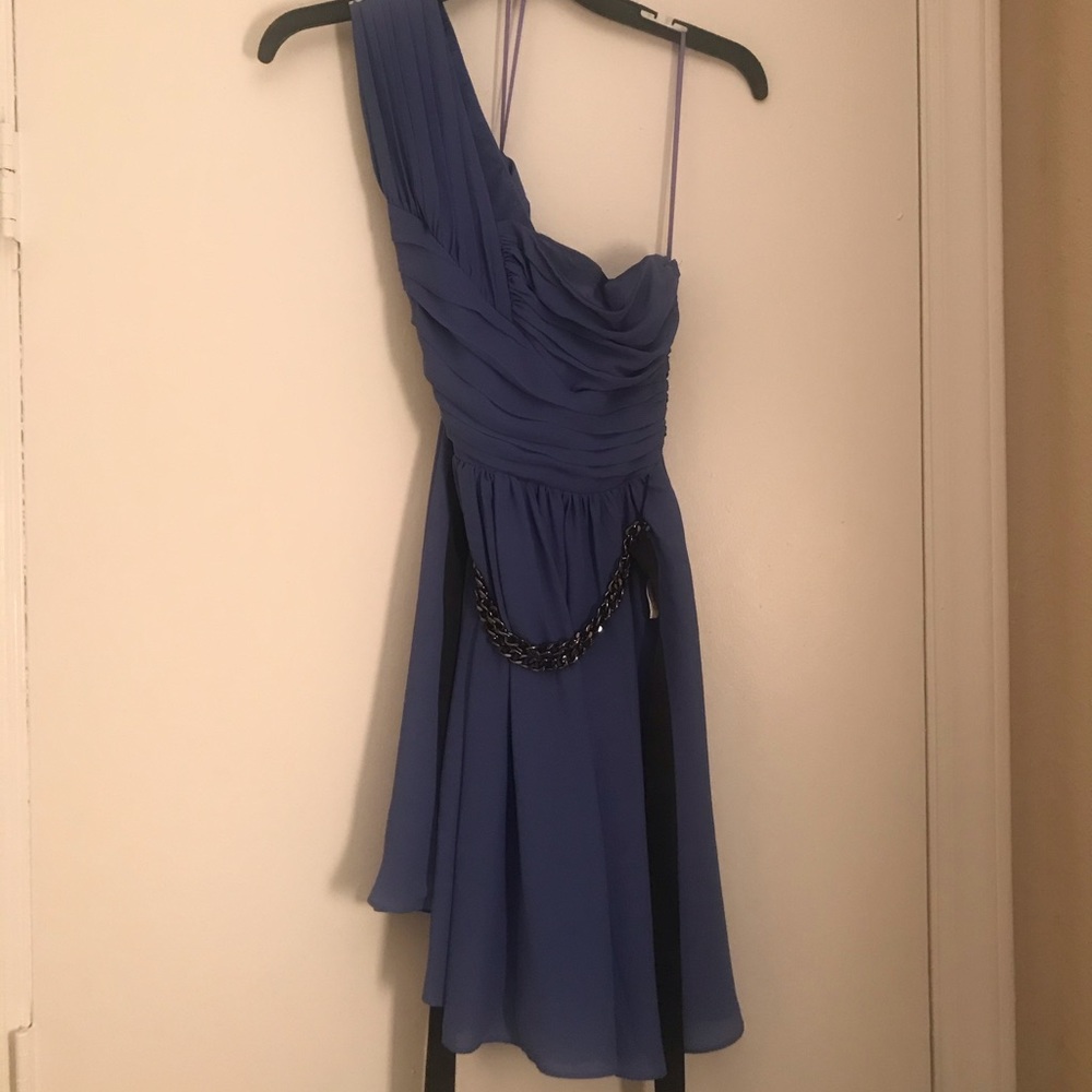 Blue One-Shoulder Size 2 Express Dress - Picture 2 of 4